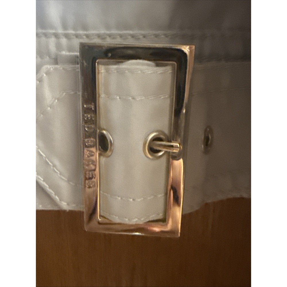 Ted Baker Wms Beige Trench Coat Cropped Dble Breast Sz 2 US 4-6 S Neutral Jacket - Picture 8 of 16